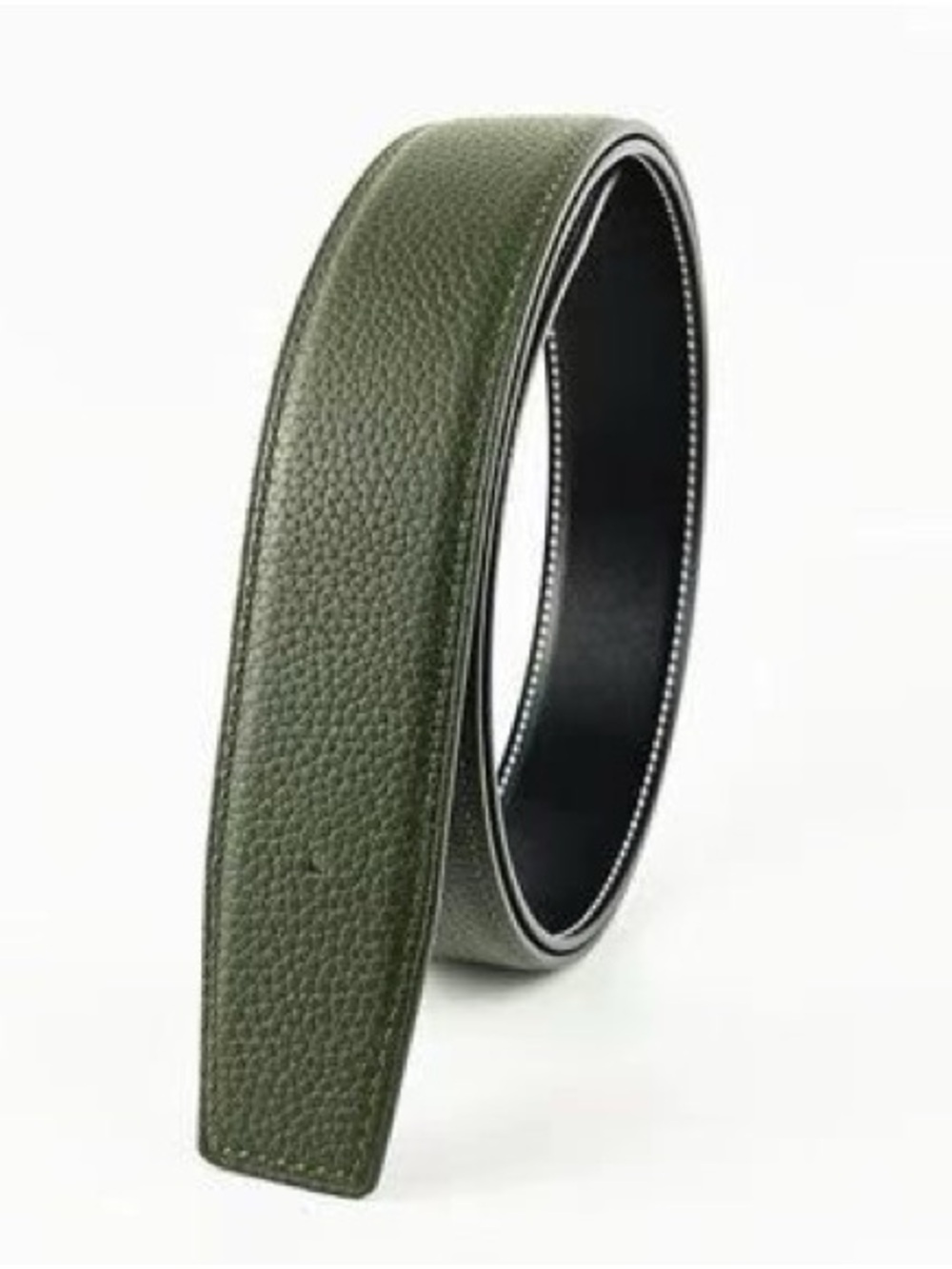 High-end celt with Hermes spare strapOlive Green Pebbled Leather Reversible Belt